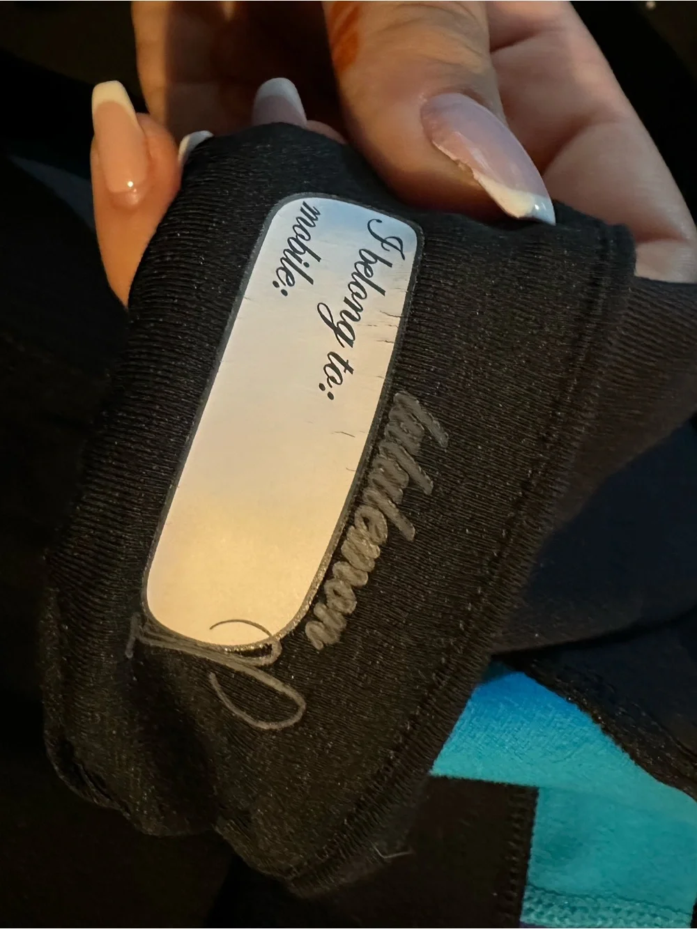 lululemon athletica Black Capri Leggings with Teal and Purple Waistband